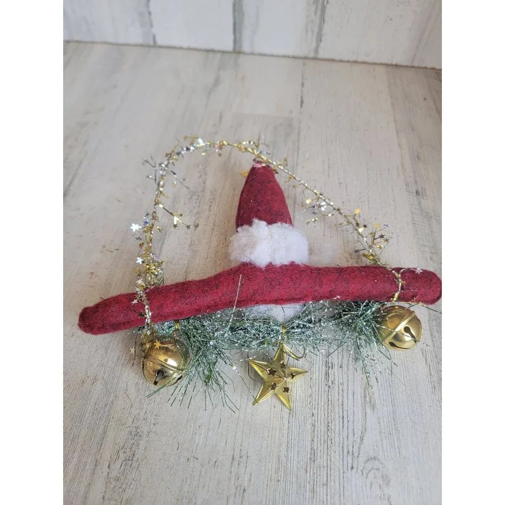 Unique plush bell santa claus xmas glitter‎ star vintage felt